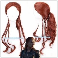 2020 black widow cosplay wig long curly braids synthetic hair wig cap