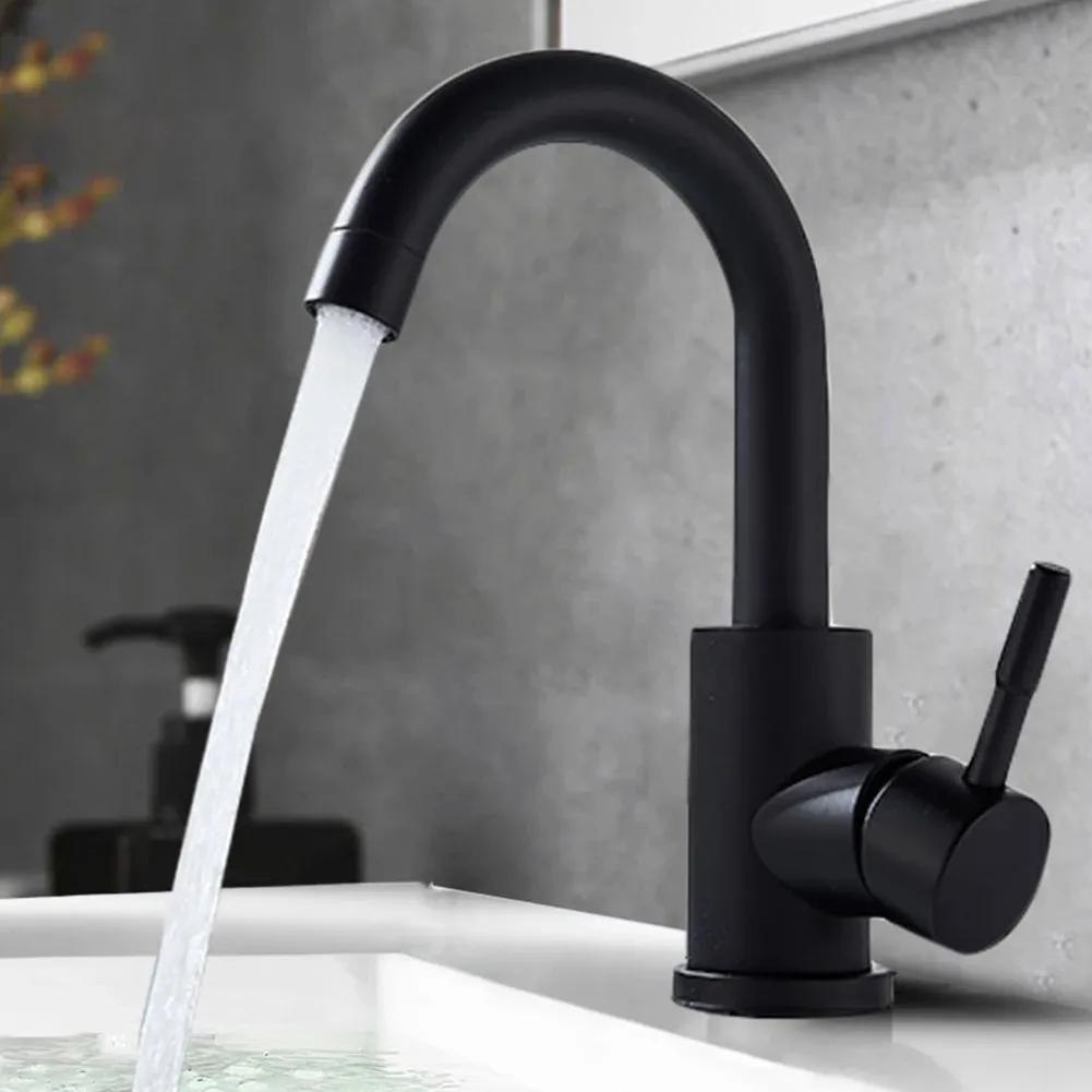 

Black Chrome Tall Basin Sink Faucet Slim Bathroom Washbasin Water Mixer Tap Hot Cold Water Basin Crane Tap Bathroom Tap