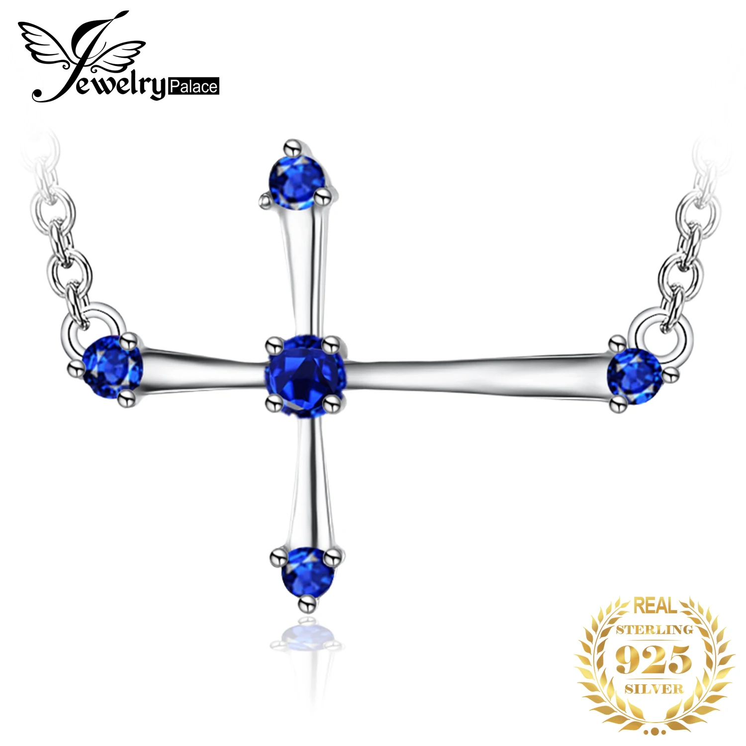 Ювелирное Украшение 0.25ct, украшенное сапфиром, милое ожерелье с крестом, серебро 925 пробы, ювелирные изделия для женщин, ювел