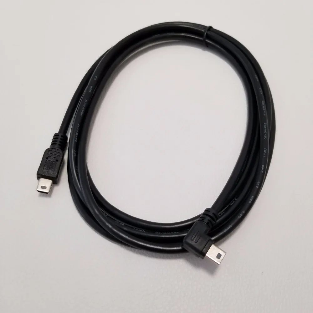 

90 Degree Left Angled Mini B 5pin USB Male to Male Data Extension Cable Data Car Line 2M