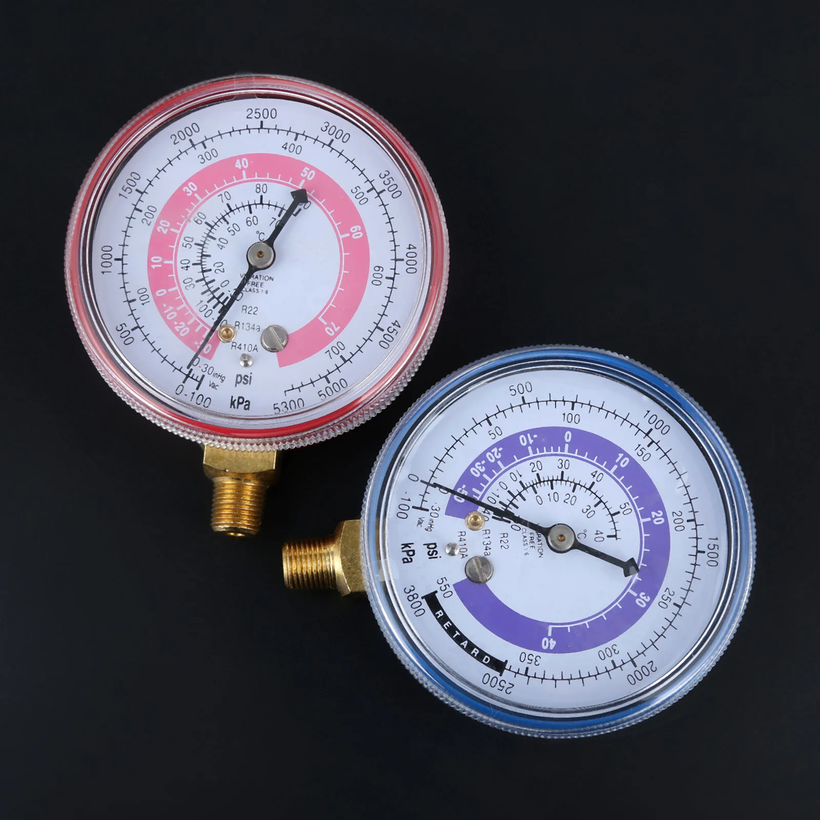 2Pcs Air Conditioner Refrigerant R134A R22 R410A High Low Pressure Gauge PSI KPA Refrigeration Coolant Red & Blue | Автомобили и