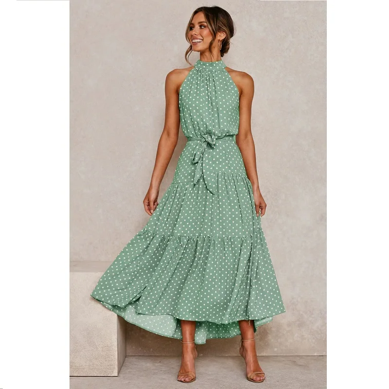 Женское летнее платье 13 цветов в горошек с цветочным принтом богемное пляжное