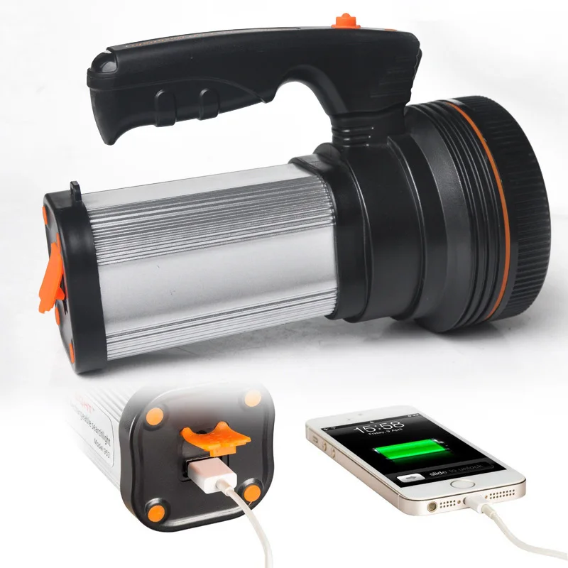 Супер яркий прожектор светодиодный фонарь USB Перезаряжаемые ручной фонарик с 6000