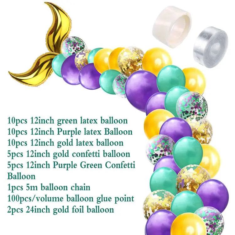 Balloons Set 6 Joriwoo 44 шт. маленькая Русалочка конфетти для воздушного шара вечерние принадлежности Русалочка балон День рождения украшения Дети 1-й свадебный фон - Цвет: Balloons Set 6
