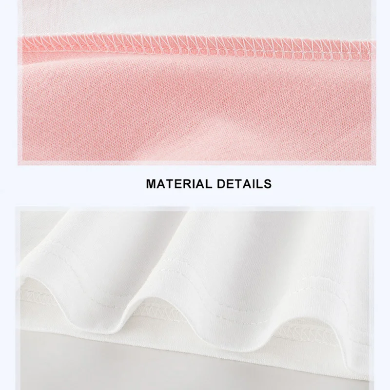 

100% Cotton Summer White Pink Girls T Shirt O Neck Short Sleeve Korean European Kids Fashion Clothes Children Tees 1-8Y