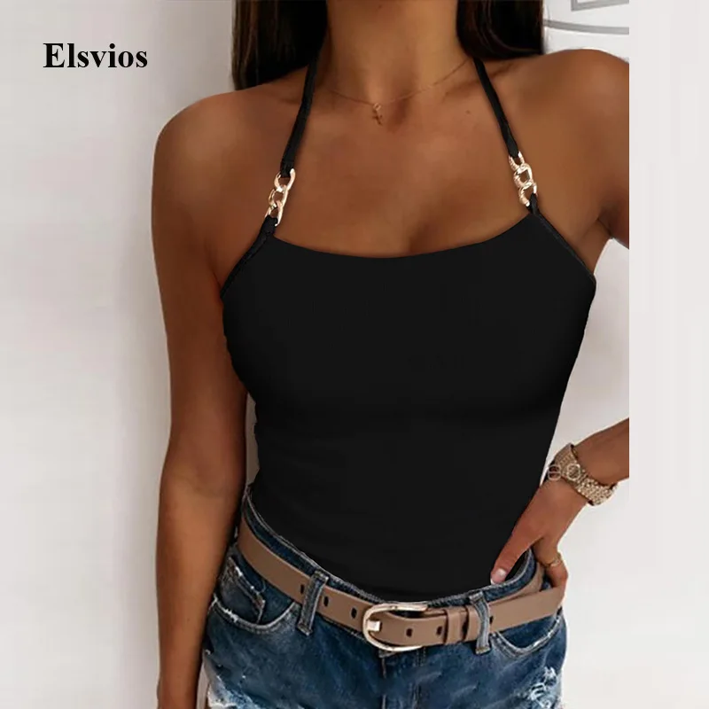 

Модная повседневная женская рубашка с квадратным воротником, пуловер, элегантные облегающие рубашки с лямками через шею, блузка, летняя без...