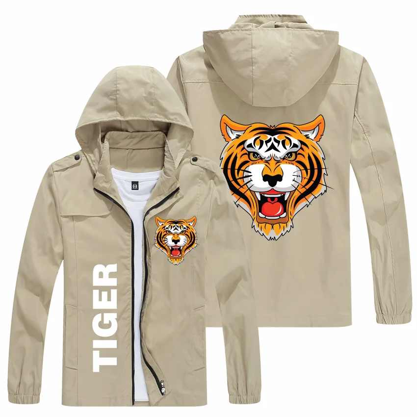 

2021 new jacket spring and autumn zipper cardigan tiger head printing LOGO club casual slim fashion men's jacket European size S