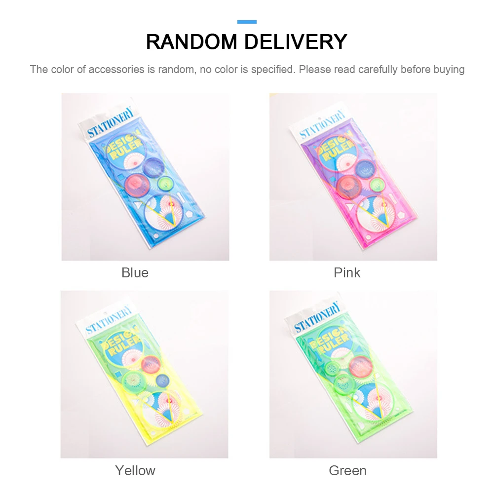 

Children's Drawing Ruler Set Variety Multifunctional Geometric Ruler Creative Four-Color Transparent Painting Rulers