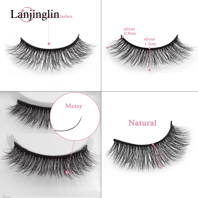 LANJINGLIN 10 коробок норковые ресницы натуральные длинные накладные 100% ручная работа