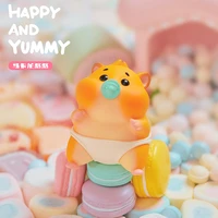 little cute planet hamster chitose row sitting and eating fruit blind box doll decoration creative gift office desk accessories
