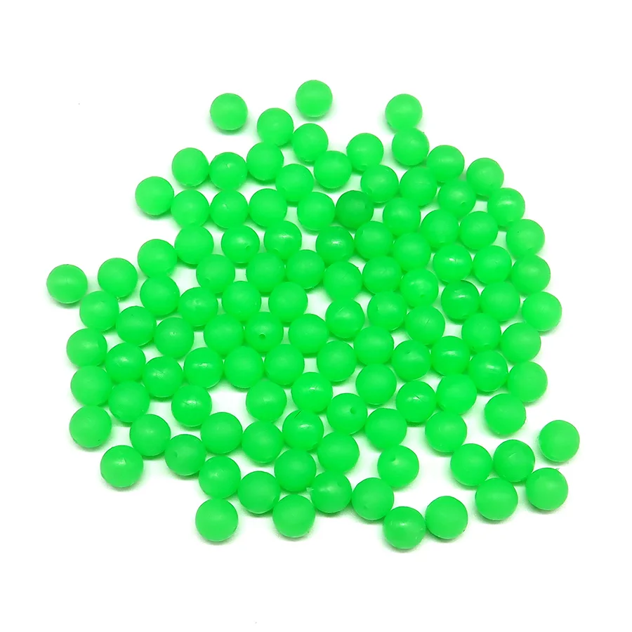 

Minfishing 200 PCS Luminous Hard Plastic Beads Round/Oval Green Beans Fishing Accessories
