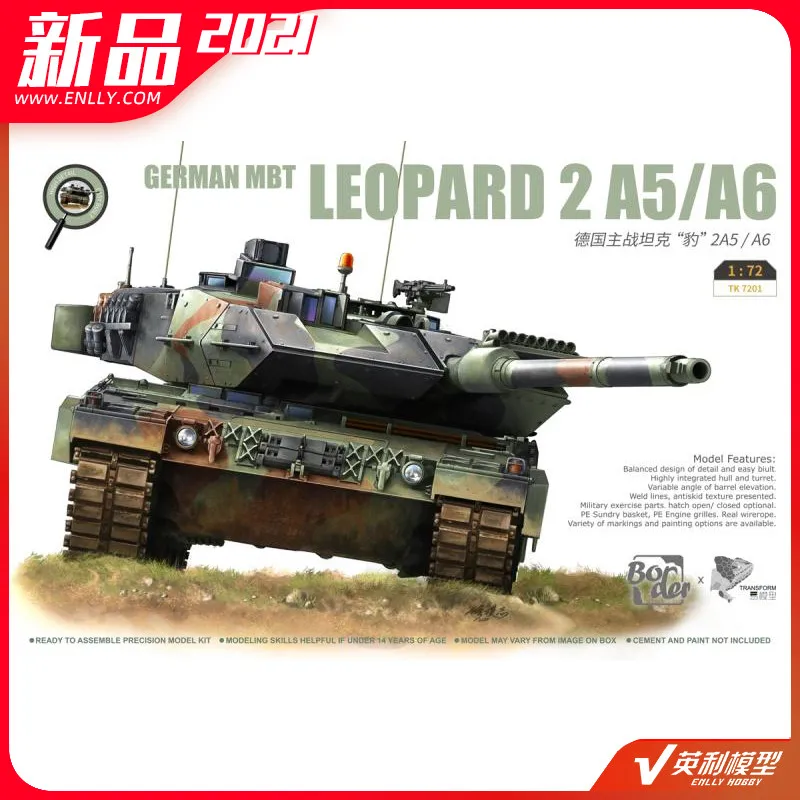 

Assembled Model 1/72 German Main Battle Tank Leopard 2A5/A6 TK7201 Plastic Construction Painting Kit Military Hobby Toy Model