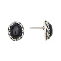 jaeeyin 2021 trendy fashion black onyx vintage silver color stud earrings basic style oval shape valentineday gifts minimalist