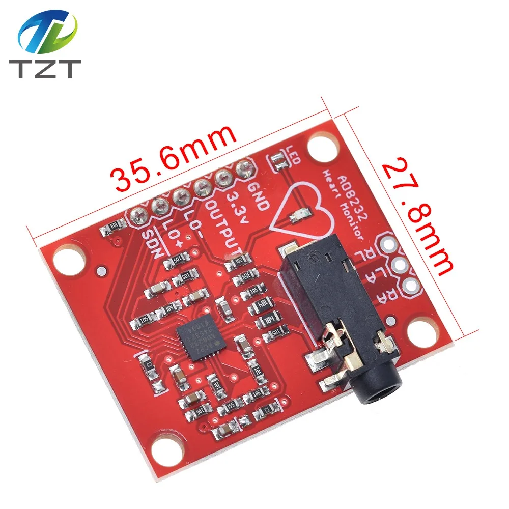 TZT Ecg модуль AD8232 измерение показателей ЭКГ Пульс сердце датчик мониторинга