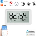 Датчик температуры и влажности Tuya Zigbee, комнатный гигрометр, термометр с ЖК-дисплеем и функцией Smart Life, Alexa Google Assistant