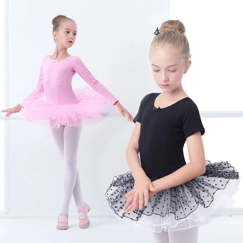 

New Girls Ballet Tutu Dress Kids Gymnastics Tulle Skirted Leotards Pink Black Swan Lake Ballet Costumes With Dot Tutus Hot sales