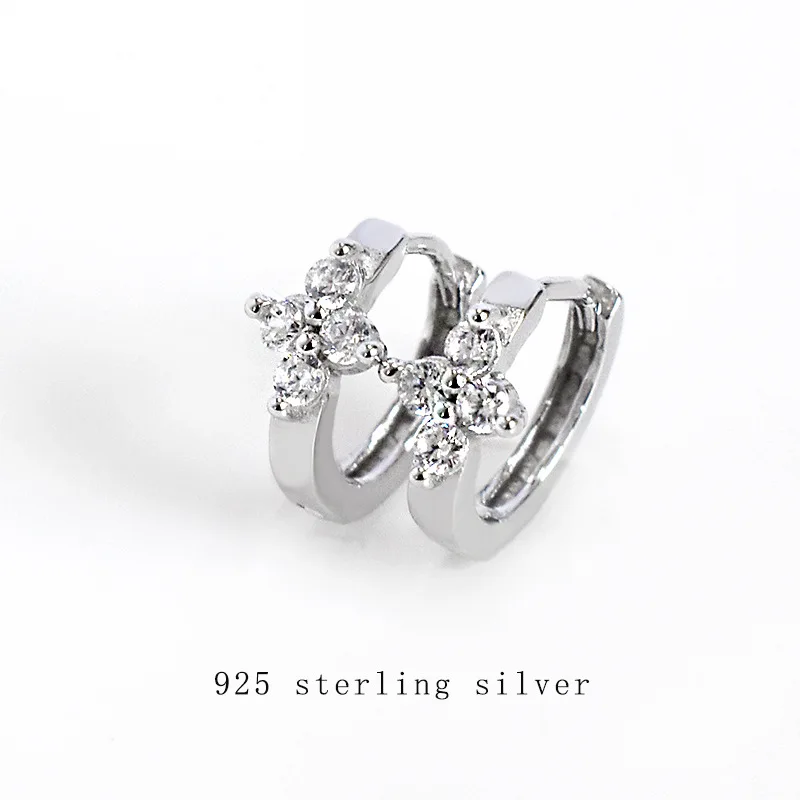 Женские серьги кольца из стерлингового серебра 925 пробы с цирконием и