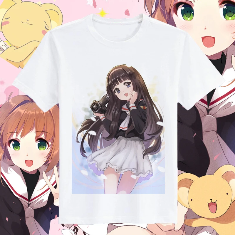 Летняя футболка для косплея Сакура Cardcaptor японское аниме КИНОМОТО мультяшный Топ