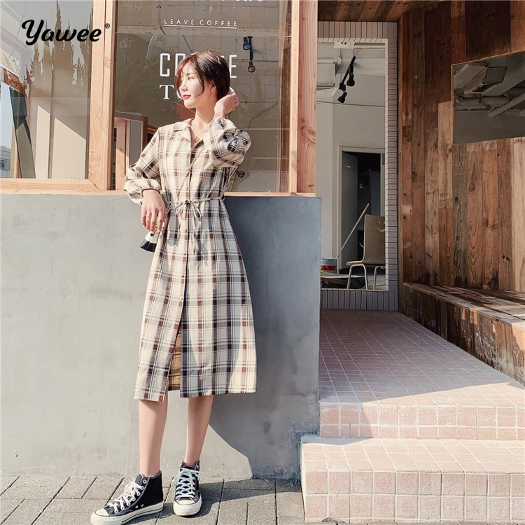 

Yawee New Popular 2020 Summer Women elegant Boho Bohemian plaid High Split Beach Long Dress Wrap Maxi calf length Dresses