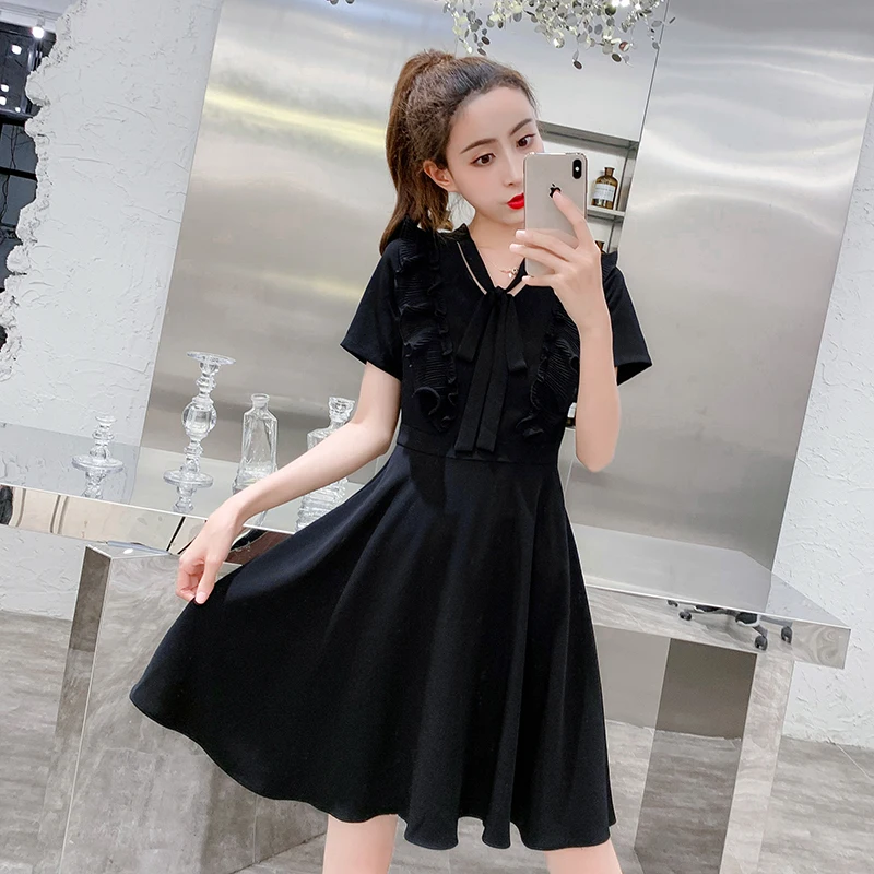 

COIGARSAM French Style Chiffon Women dress Dresses Black Red 9939