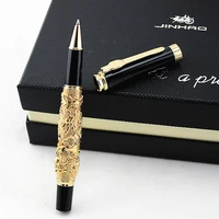 jinhao vintage luxurious rollerball pen golden small double dragon playing pearl metal carving embossing heavy collection pen