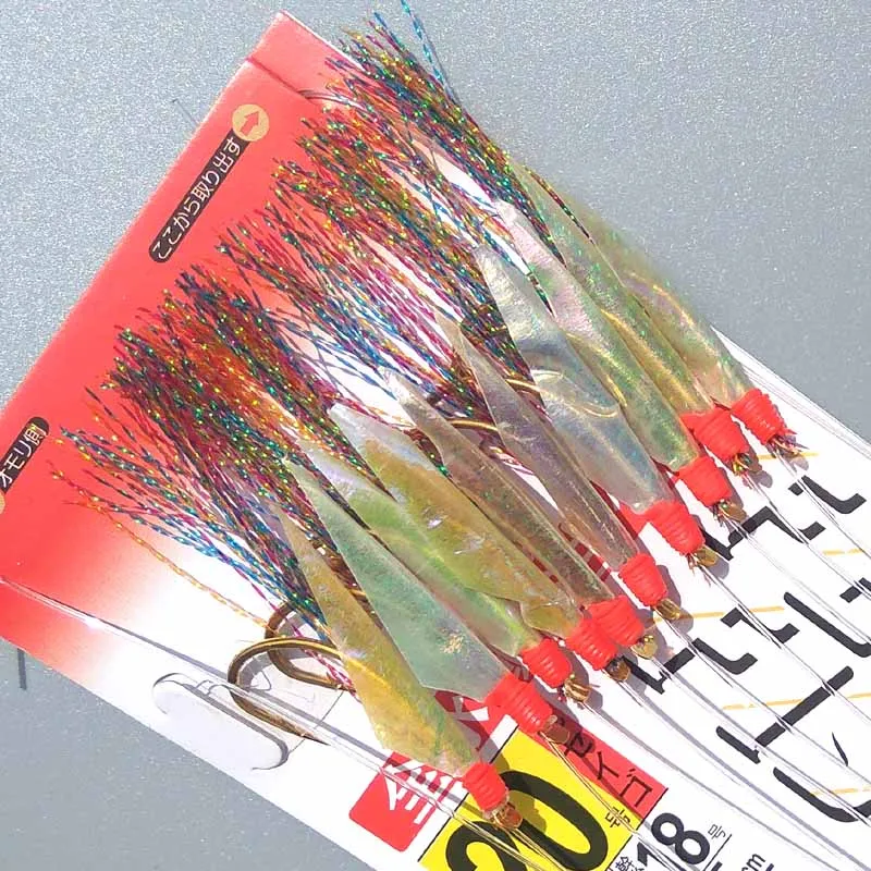 10 упаковок 18 #20 # настоящая рыбья кожа приманка для рыбы ribbonfish Sabiki Rig осьминог