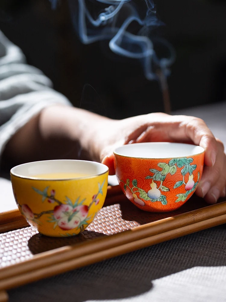 

CY Pastel Rolling Porcelain Master Cup Tea Cup Handmade Kung Fu Tea Set Tea Cup Ceramic Tea Bowl Tea Cup Single Cup