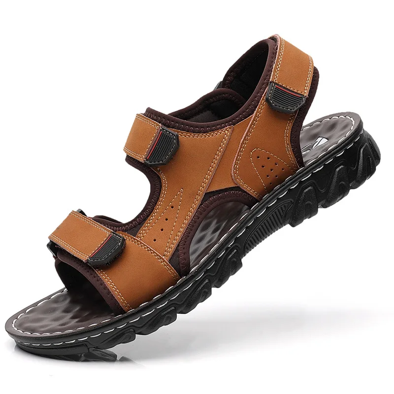 

Сандалии мужские кожаные, повседневная Уличная обувь, пляжные туфли, римские, летние