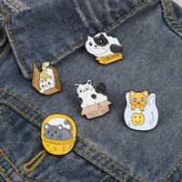 funny animal quote jewelry this is perfect enamel pins fat cat box basket bag brooch lapel badge gift for kids friends