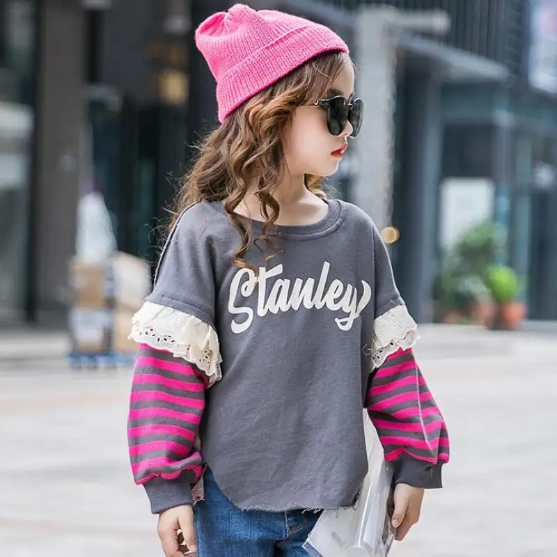 2019 детская футболка Осенние Топы/рубашки для девочек Новая повседневная в