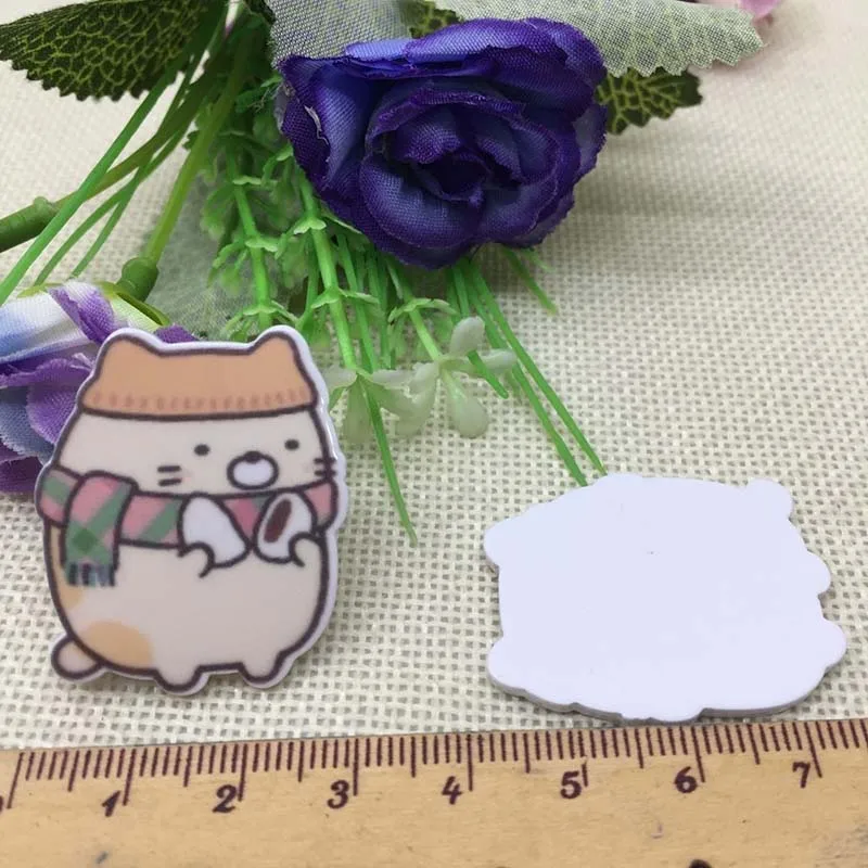 Коричневый 10 шт/лот японский мультфильм DIY милый девочка Праздничное оформление дома ремесла плоские пластмассовые резиновые аксессуары для волос ремесла - Цвет: Коричневый