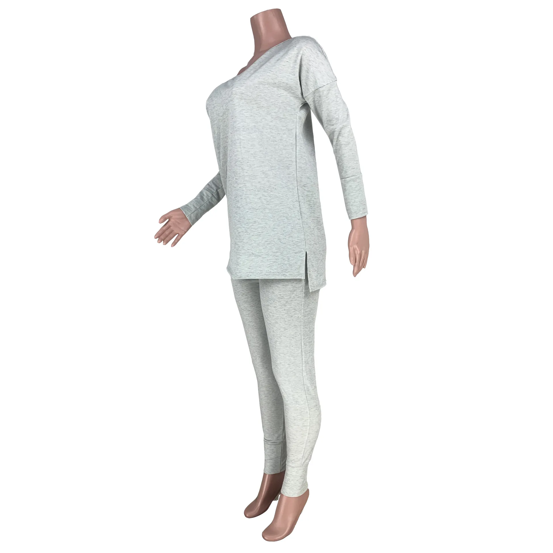

Ladies Sasual Set Long-sleeved Trousers Loose Top Solid Color Sports Suit Top One-word Neck Strapless Women's Clothing Autumn