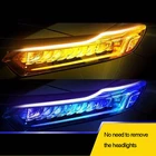 Светодиодная лента для автомобильных фар, гибкая Водонепроницаемая лампа для дневных ходовых огней, 12 В, белого, желтого цвета, 2 шт.