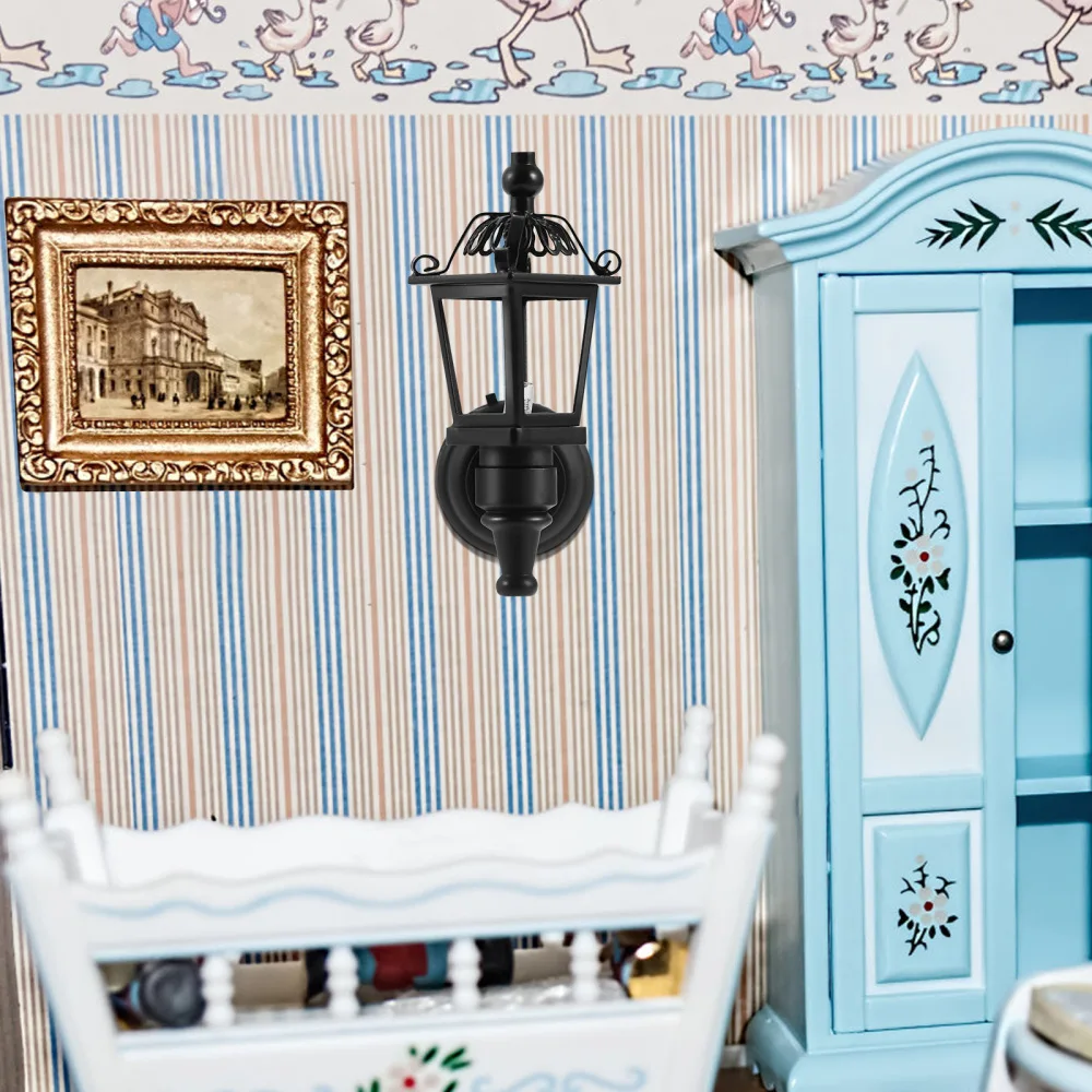 

LEORX DIY Lamp 1:12 LED Light Mini House Wall Lantern for DIY Decoration (Black)