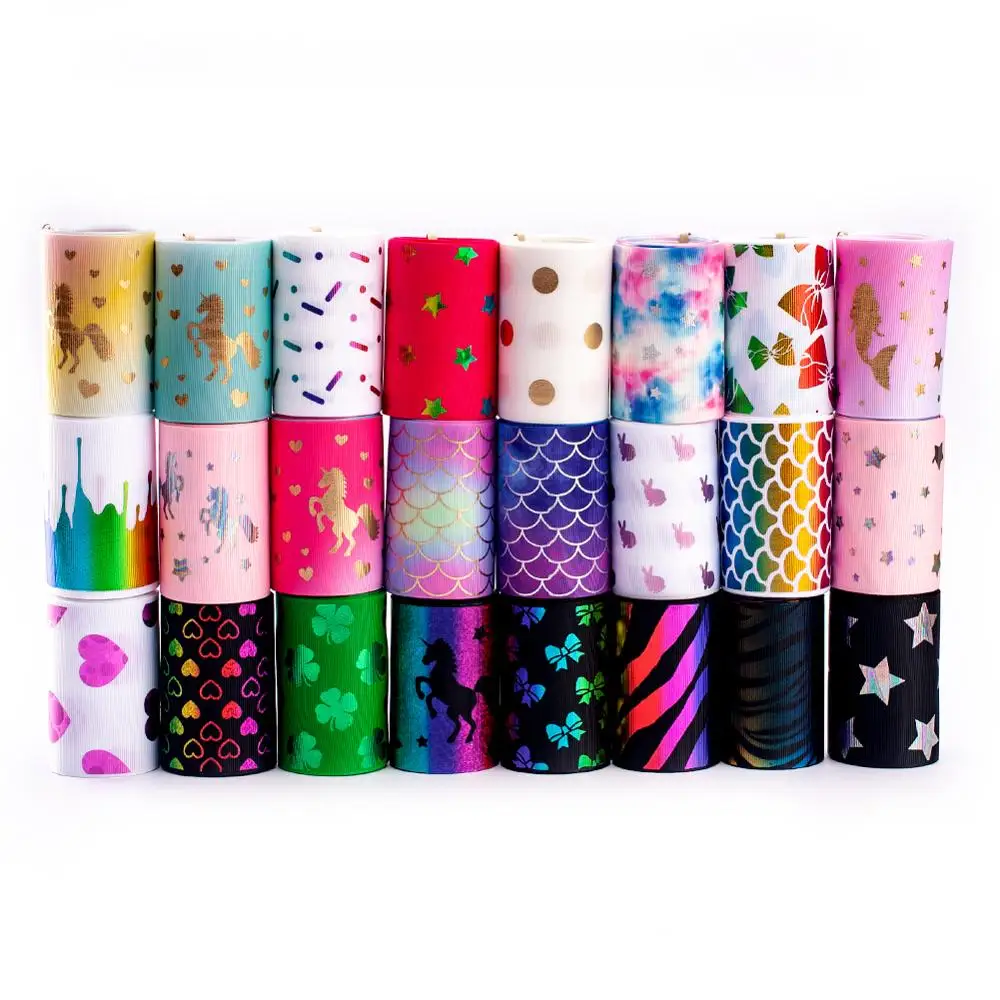 5*1/5*2 ярда 75 мм лента Гро-Гро с принтом золотистая Фольга для самостоятельной