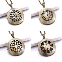 round locket pendants photo necklaces for women copper color photo frame valentine lovers necklace gift jewelry