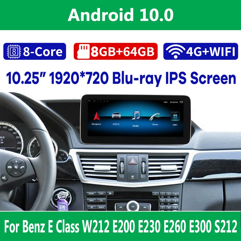 

Автомобильная Мультимедийная система, плеер на Android 10, с восьмиядерным процессором, 10,25 дюйма, ОЗУ 8 ГБ, GPS, для Mercedes Benz E Class W212, 2009-2015