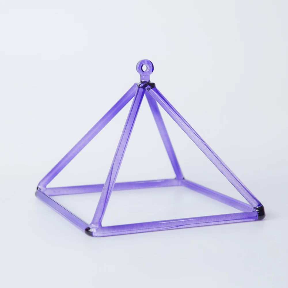 8 inches Purple Color Crystal Singing Pyramid for Healing Energy with String | Bells &amp Chimes