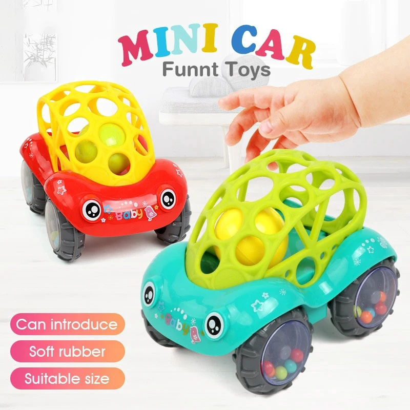 

Baby Car Doll Toy Crib Mobile Bell Rings Grip Gutta Percha Hand Catching Ball s for Newborns 0-12 Months