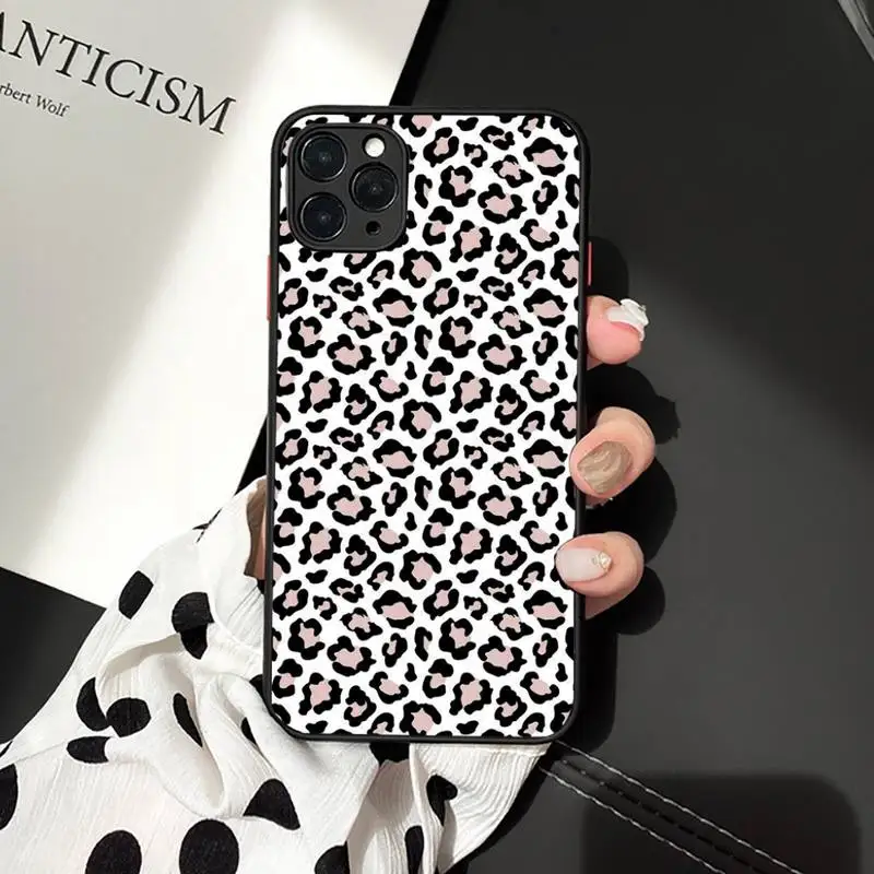 

Ottwn Leopard Print Pattern Phone Cases Matte Transparent for iPhone 7 8 11 12 s mini pro X XS XR MAX Plus cover funda