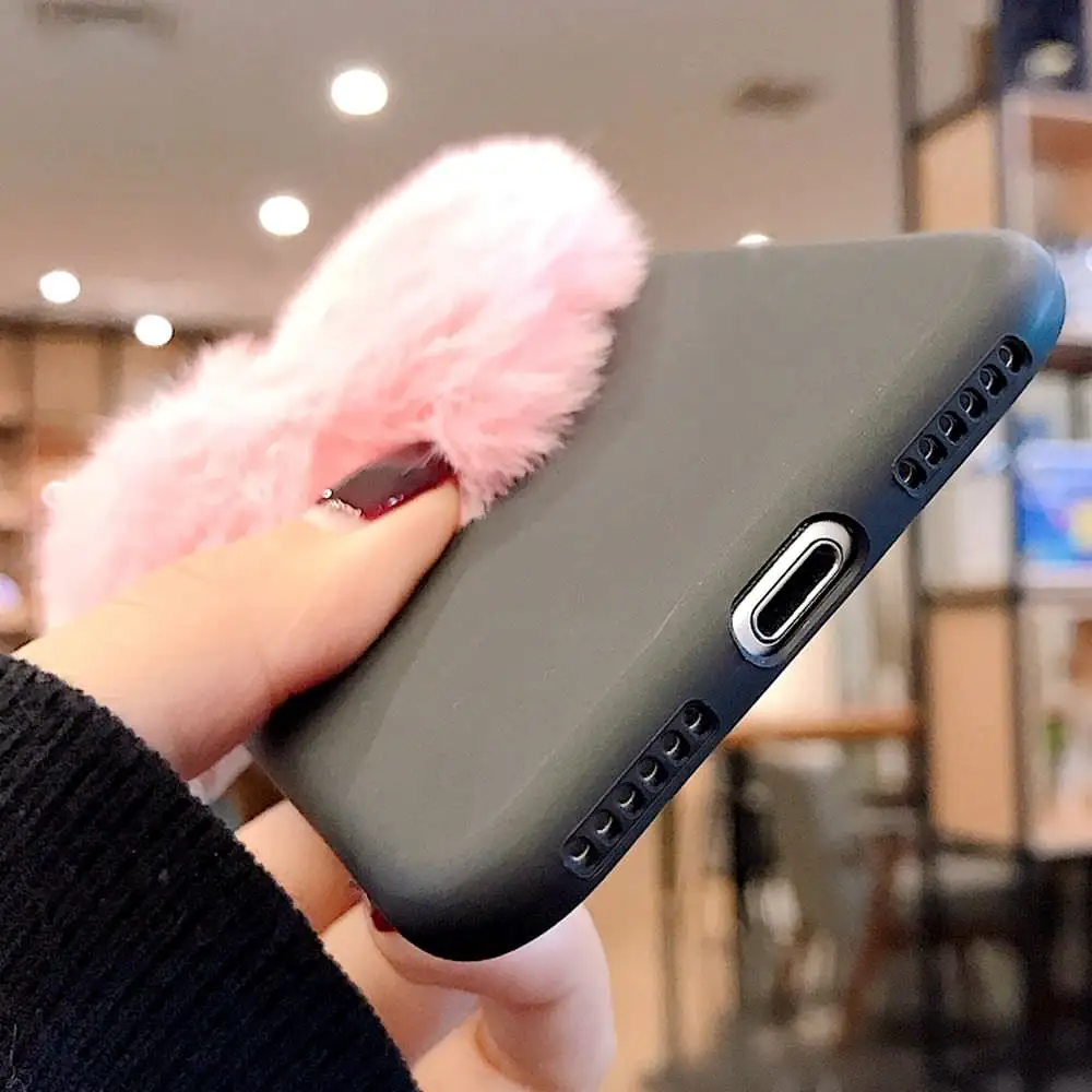 L-FADNUT для iPhone X Xr Xs Max 8 7 6S 6 Plus чехол Роскошный милый Силиконовый противоударный мягкий ТПУ плюшевый мех чехол для iPhone 5 5S se