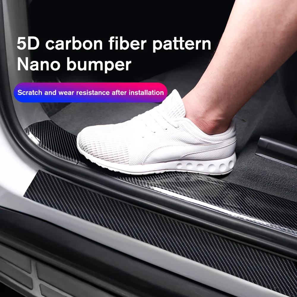 

Car Door Sill Protector Bumper Protector Carbon Fiber Car Wrap Film 5D Gloss Automotive Wrap Film Self-Adhesive Anti-Collision
