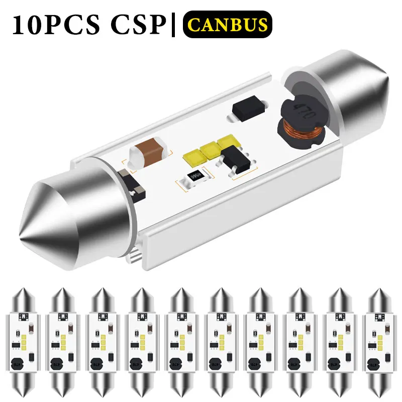 10 шт. CANBUS C5W гирлянда 12V 24V 2020 новый со светодиодными кристаллами для автомобиля