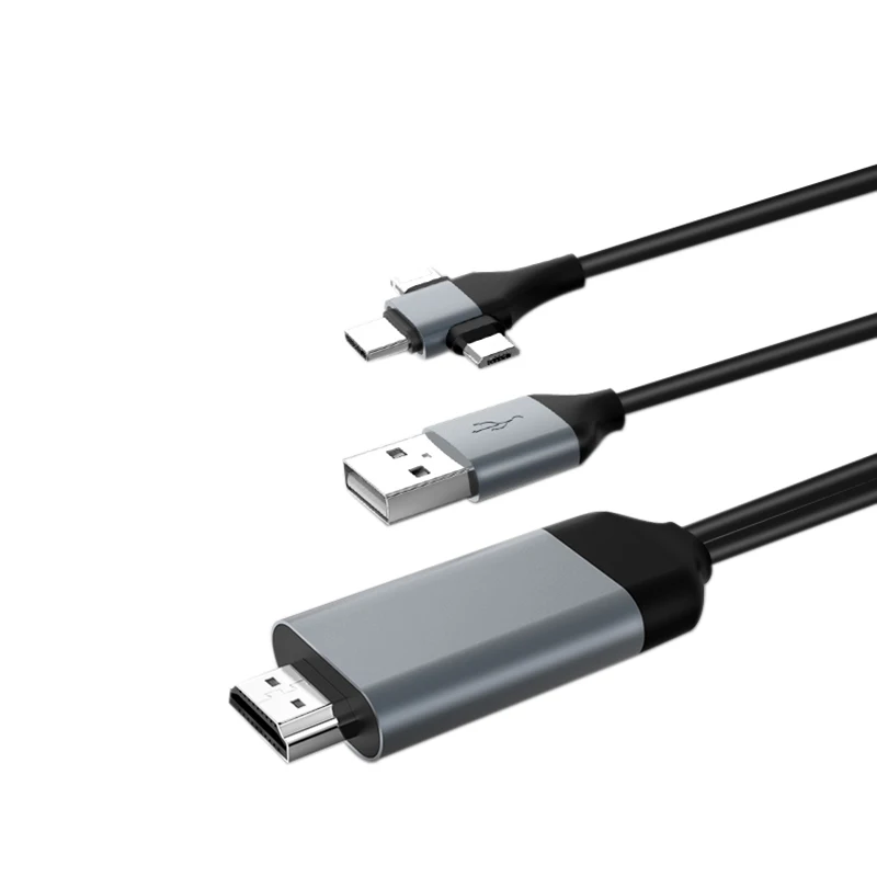 

Кабель-переходник 3-в-1, Micro-USB/Type-C/HDMI, для iPhone/Android