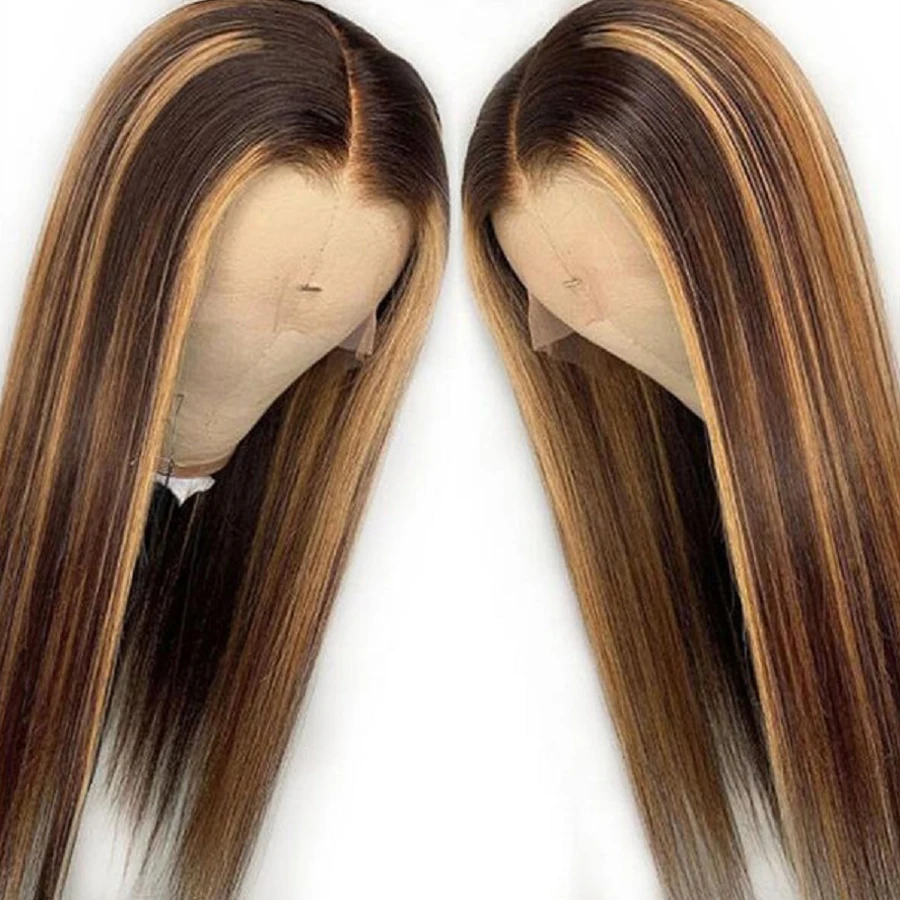 Глубокая часть парик из человеческих волос на фронте прямые яркие цветные волосы