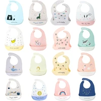 reusable waterproof baby bib food grade silicone infant meal pouch easily wipe h9ef