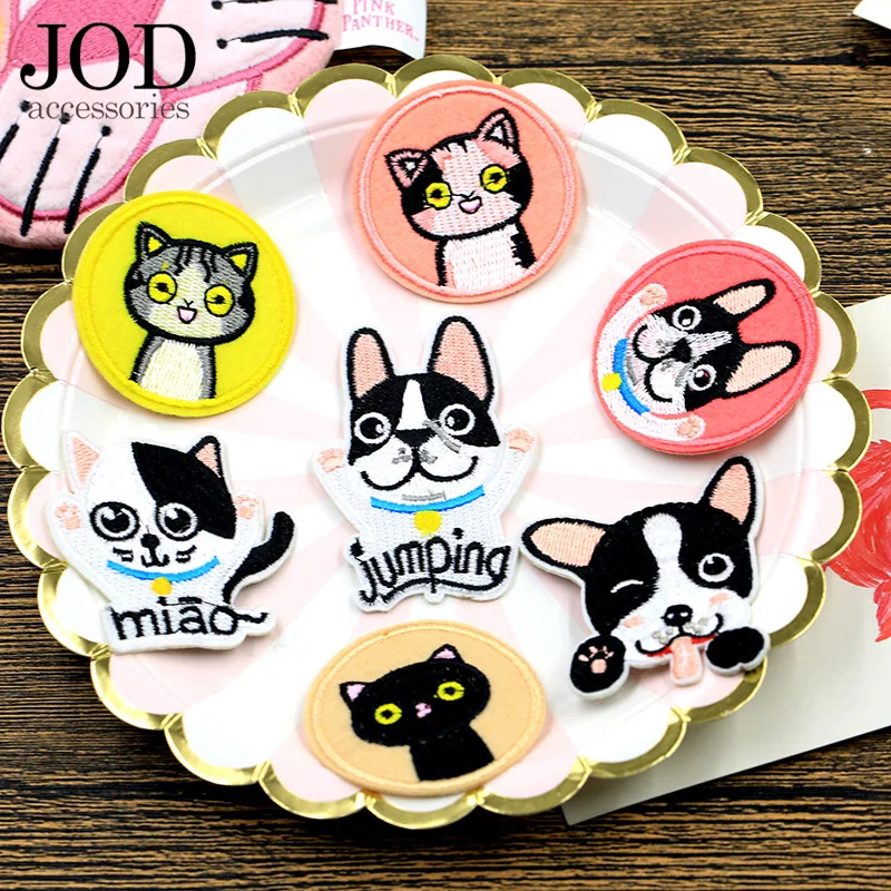 Cartoon Cat Dog Embroidery Appliqu Patch for Clothes Children Iron on Sticker Kid Patches Clothing Stripe Sewing Accessories | Дом и сад