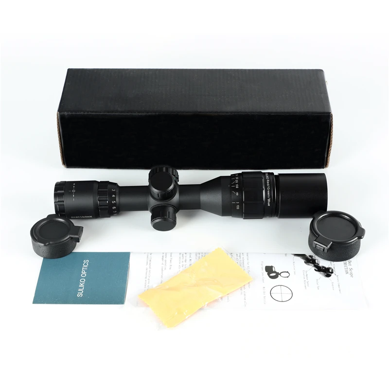 

SULIKO 3-9x32 Riflescope Tactical Rifle Scope Glass Etched Reticle Hunting Optics Sight red dot R/G/B mounts hunting scope