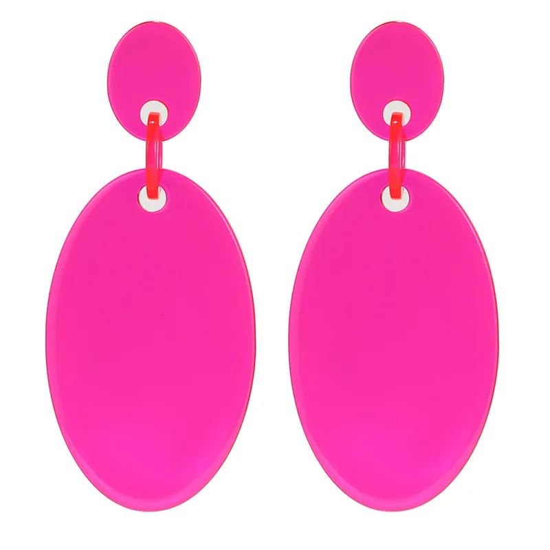 

Big Geometric Fluorescent Acrylic Oval Round Drop Earrings For Women Punk Neon Color Fashion Party Earrings Jewelry Accessories