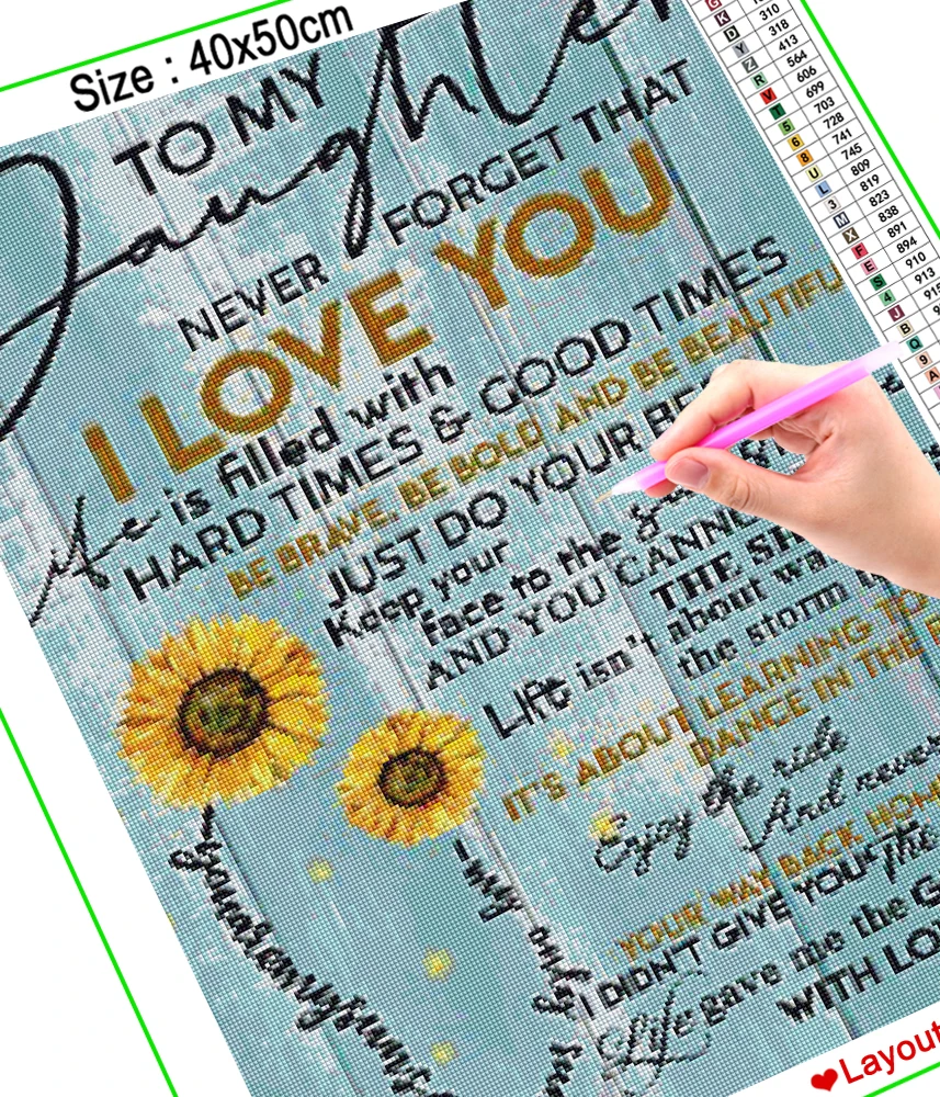 Алмазная живопись HOMFUN A30084 алмазная вышивка текст любви цветок полная выкладка